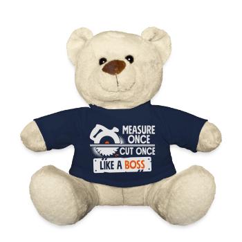 Funny DIY Construction Wood Working Man Cave Home - Teddy Bear - french navy - Front