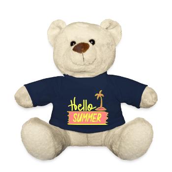 Hello SUMMER mit Palme für Sommertage - Teddy - French Navy - Vorne