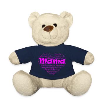 Mom heart pink - Teddy Bear - french navy - Front