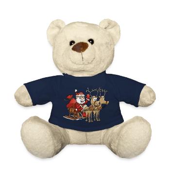 Froher Weihnachtsmann mit zwei Rentieren - Teddy - French Navy - Vorne