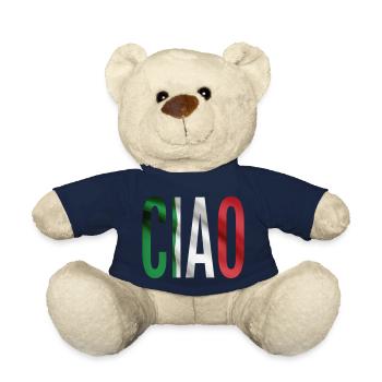Ciao! Greeting in Italian Flag Colors - Teddy Bear - french navy - Front