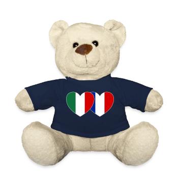 Italie France Drapeau Cœur - Nounours - bleu marine - Devant
