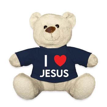 I Love Jesus Heart - Teddy Bear - french navy - Front