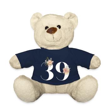 Blumen zum 39-jährigen Jubiläum (Geschenk von 39 Jahren) - Teddy - French Navy - Vorne
