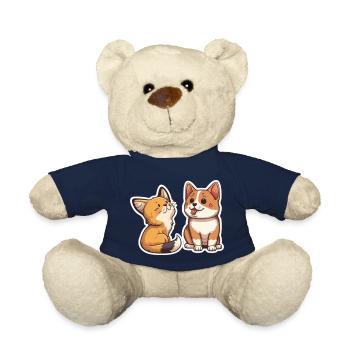 hund katze freunde Sticker aufkleber - Teddy - French Navy - Vorne