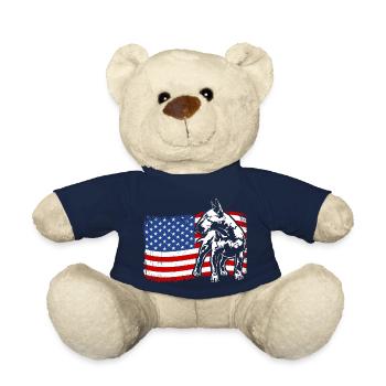 Anglais Bull Terrier America Flag Dogs Wilsigns - Nounours - bleu marine - Devant
