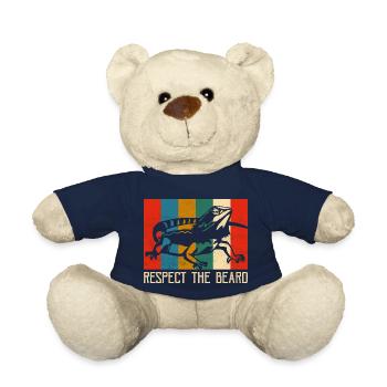 Respect The Beard Reptile Lizard Lover - Teddy Bear - french navy - Front