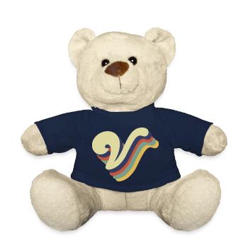 Lettre v rétro - Nounours - bleu marine - Devant