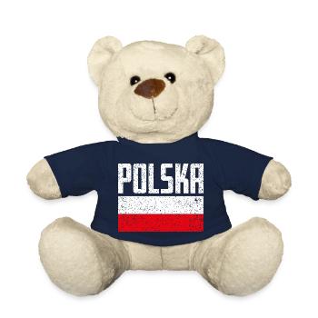 Poland Fan Item Grunge Flag Gift - Teddy Bear - french navy - Front