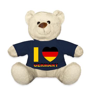 J’aime l’Allemagne Drapeau Coeur - Nounours - bleu marine - Devant