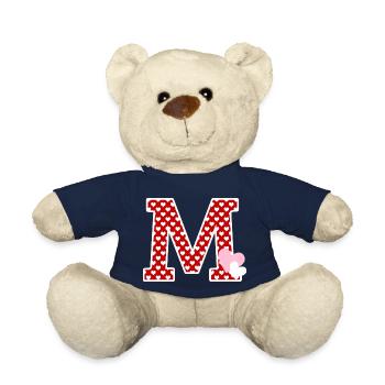 Buchstabe m Herz - Teddy - French Navy - Vorne