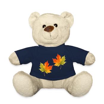 Leaf Maple Leaf Watercolor 2 - Teddy Bear - french navy - Front