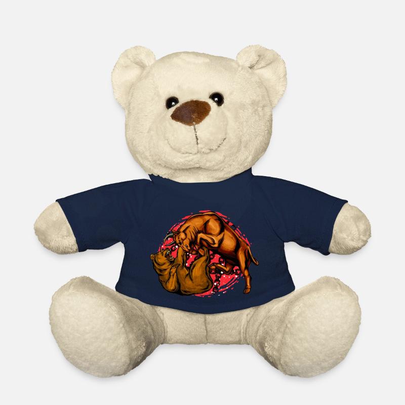 Ours contre taureau, combat boursier, combat d'animaux - Nounours - bleu marine