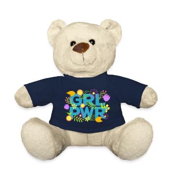 GRLPWR Mädchen Power Blumen FeministinnenGeschenk - Teddy - French Navy - Vorne