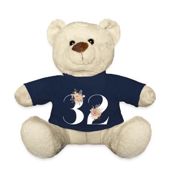 32nd Anniversary Flowers (Gift of 32 years) - Teddy Bear - french navy - Front