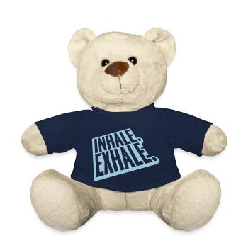 inhale exhale yoga quote - Teddy Bear - french navy - Front