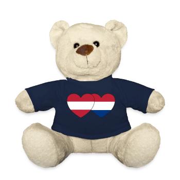 Austria Holland Flag Heart - Teddy Bear - french navy - Front