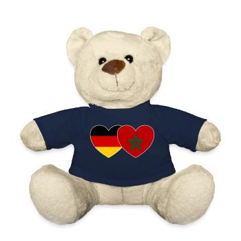 Deutschland Marokko Flagge Herz - Teddy - French Navy - Vorne