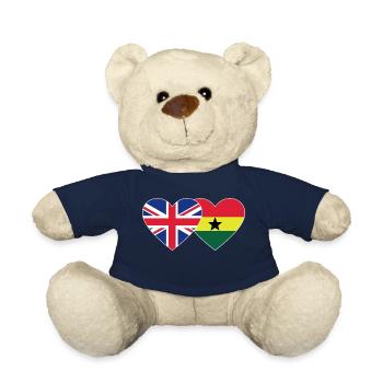 England Ghana Flag Heart - Teddy Bear - french navy - Front