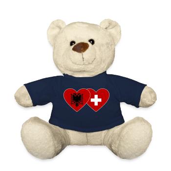 Albania Switzerland Flag Heart - Teddy Bear - french navy - Front