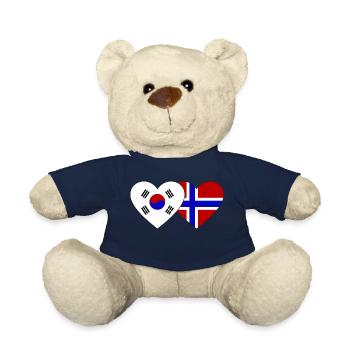 Südkorea Norwegen Flagge Herz - Teddy - French Navy - Vorne