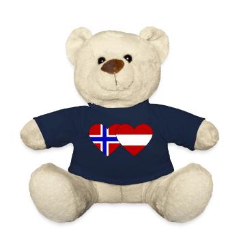 Norway Austria Flag Heart - Teddy Bear - french navy - Front