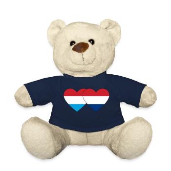 Luxembourg Holland Flag Heart - Nounours - bleu marine - Devant