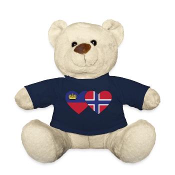 Liechtenstein Norwegen Flagge Herz - Teddy - French Navy - Vorne