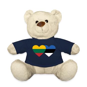 Litauen Estland Flagge Herz - Teddy - French Navy - Vorne
