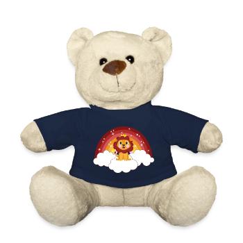 Rainbow Lions King Clouds Stars Gift Idea - Teddy Bear - french navy - Front