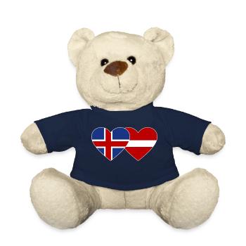 Iceland Latvia Flag Heart - Teddy Bear - french navy - Front