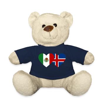 Mexico Iceland Flag Heart - Teddy Bear - french navy - Front