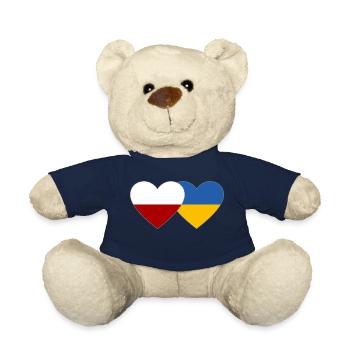 Pologne Ukraine Flag Coeur - Nounours - bleu marine - Devant