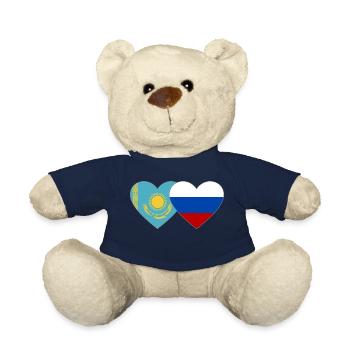 Kasachstan Russland Flagge Herz - Teddy - French Navy - Vorne