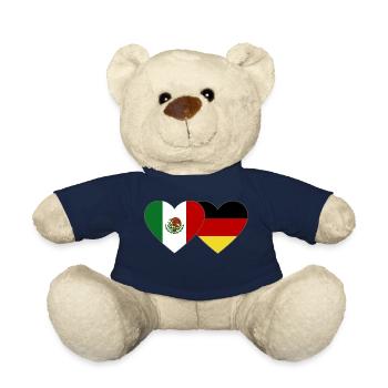 Mexico Germany Flag Heart - Teddy Bear - french navy - Front
