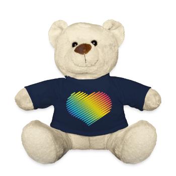 Rainbow Heart (Love / Scribble) - Teddy Bear - french navy - Front