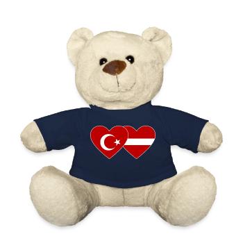 Turkey Latvia Flag Heart - Teddy Bear - french navy - Front