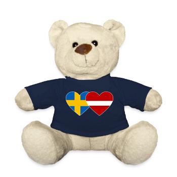 Sweden Latvia Flag Heart - Teddy Bear - french navy - Front