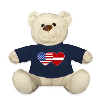USA Latvia Flag Heart - Teddy Bear - french navy - Front