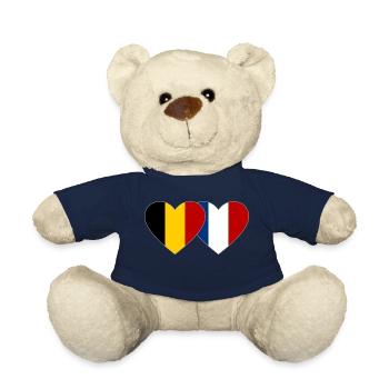 Belgique France Flag Coeur - Nounours - bleu marine - Devant