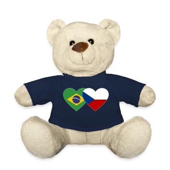 Brasilien Tschechien Flagge Herz - Teddy - French Navy - Vorne