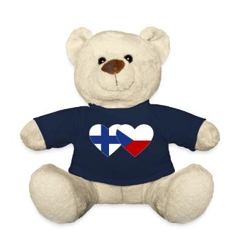 Finnland Tschechien Flagge Herz - Teddy - French Navy - Vorne