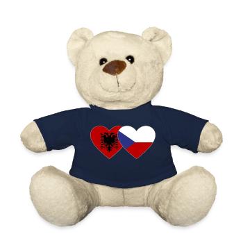 Albanien Tschechien Flagge Herz - Teddy - French Navy - Vorne