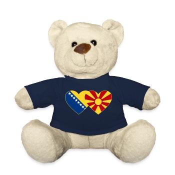 Bosnien Mazedonien Flagge Herz - Teddy - French Navy - Vorne