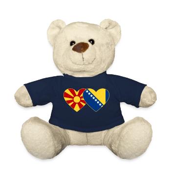 Mazedonien Bosnien Flagge Herz - Teddy - French Navy - Vorne