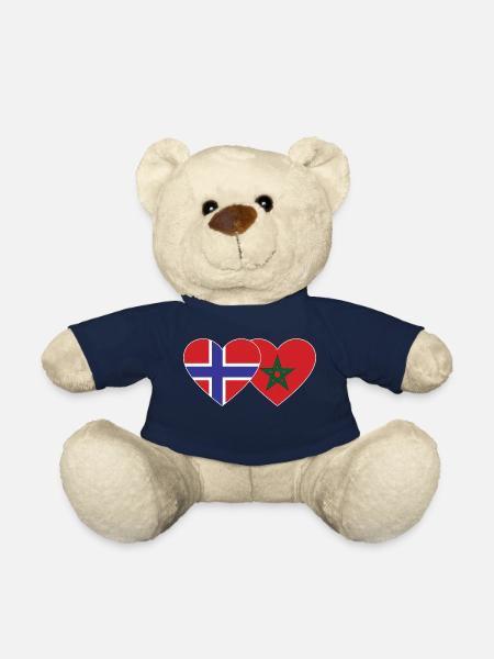 Norvège Maroc Flag Coeur - Nounours - bleu marine