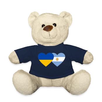 Ukraine Argentine Flag Heart - Nounours - bleu marine - Devant