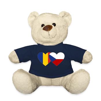 Rumänien Tschechien Flagge Herz - Teddy - French Navy - Vorne