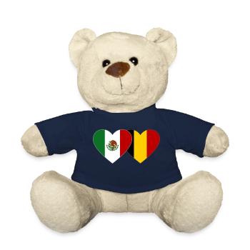 Mexico Belgium Flag Heart - Teddy Bear - french navy - Front