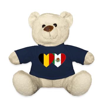 Belgium Mexico Flag Heart - Teddy Bear - french navy - Front